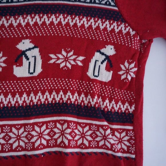 Dockers Red White Polar Bear Winter Cotton Chunky Knit Crewneck Sweater Large - Picture 6 of 10